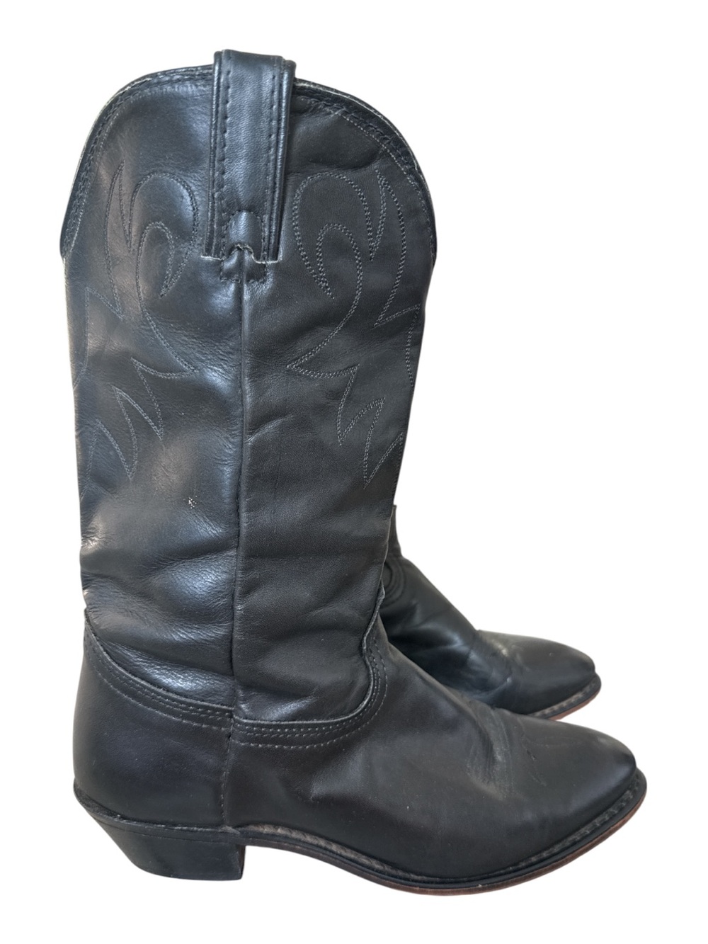 DURANGO SIZE 8M BLACK Cowboy BOOTS LEATHER PULL ON BOOTS